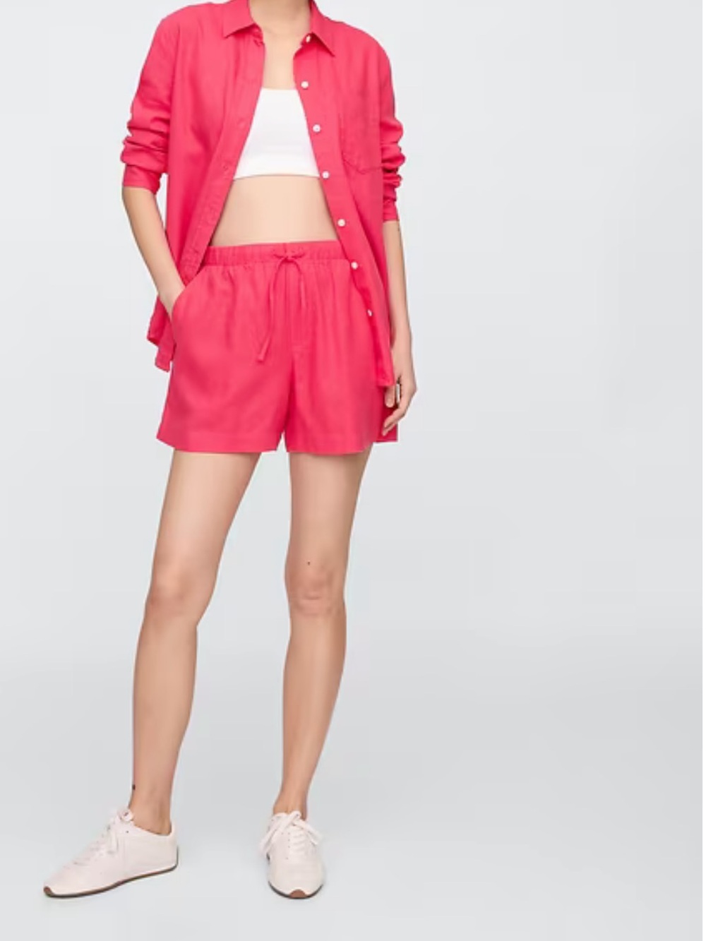 Gap Women's Linen-blend Shorts - Pink, Small